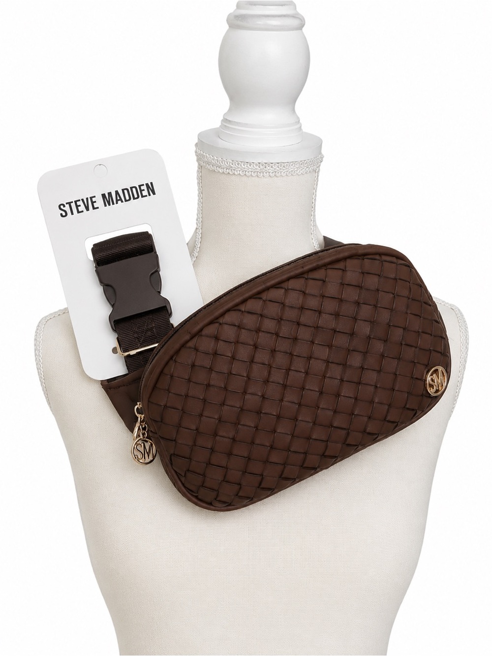 Steve Madden Brown Woven Belt Bag Crossbody Fall Fanny Pack NWT